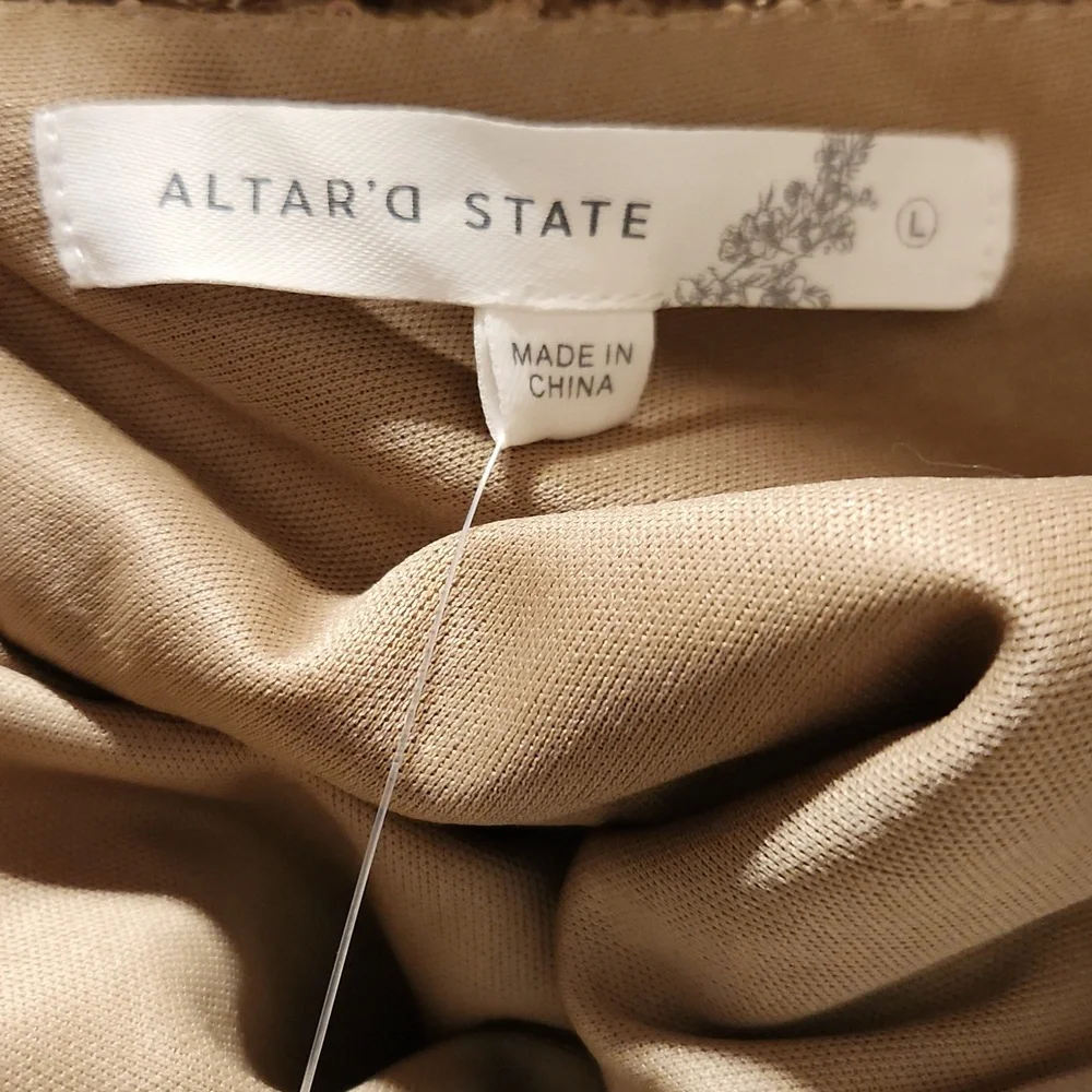 Altar'd State Gold Sequin Long Sleeve Dress - Picture 9 of 12